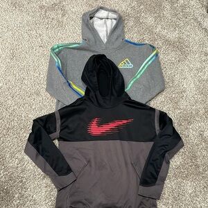 Set of two youth large hoodies, Nike and Adidas